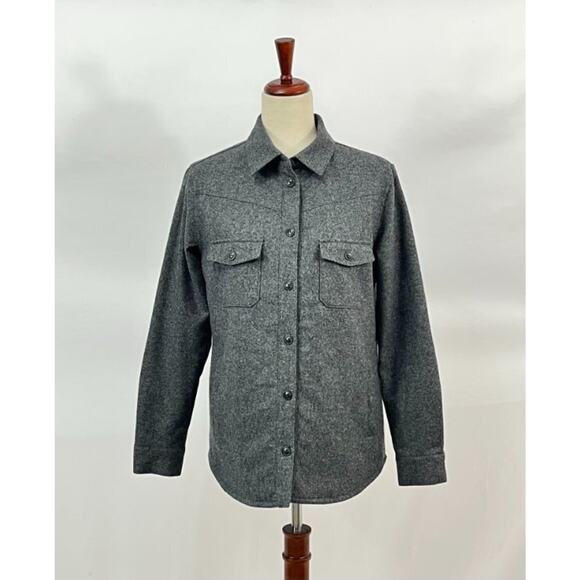 PENDLETON S Small Charcoal Gray Wool Lined Quilted Elbow Patch Shirt Jacket
